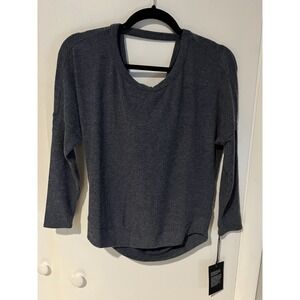 NWT CHASER Blue Drape Back Long Sleeve Soft‎ Shirt Top Size XS